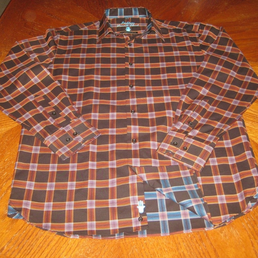 NWOT Luchiano Visconti Black Button Down Shirt L